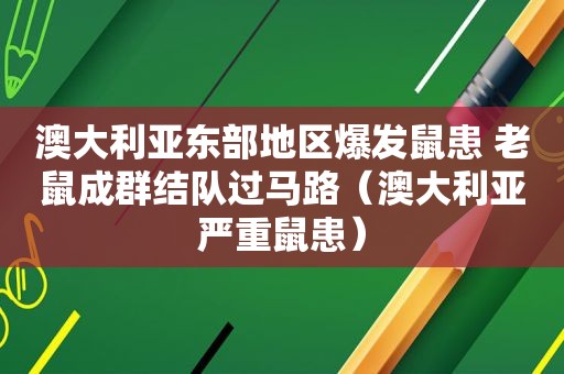 澳大利亚东部地区爆发鼠患 老鼠成群结队过马路（澳大利亚严重鼠患）