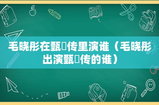 毛晓彤在甄嬛传里演谁（毛晓彤出演甄嬛传的谁）