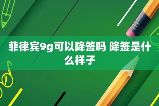 菲律宾9g可以降签吗 降签是什么样子