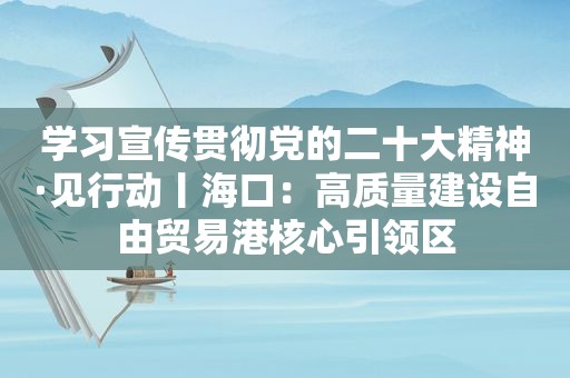 学习宣传贯彻党的二十大精神·见行动丨海口：高质量建设自由贸易港核心引领区