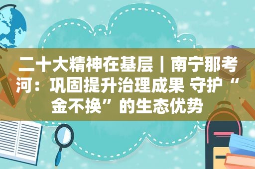 二十大精神在基层｜南宁那考河：巩固提升治理成果 守护“金不换”的生态优势