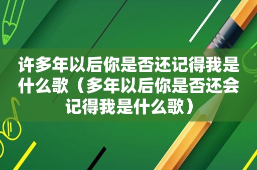 许多年以后你是否还记得我是什么歌（多年以后你是否还会记得我是什么歌）