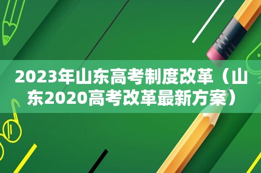 2023年山东高考制度改革（山东2020高考改革最新方案）