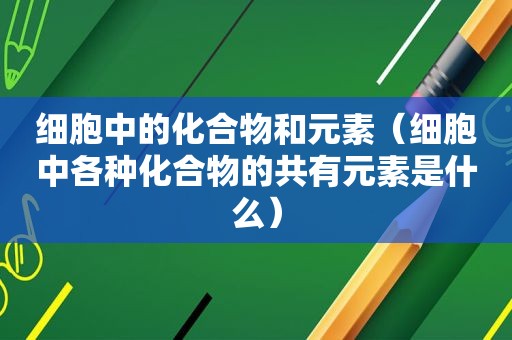 细胞中的化合物和元素（细胞中各种化合物的共有元素是什么）