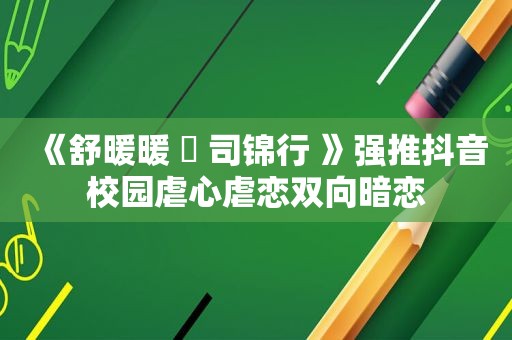 《舒暖暖 ️ 司锦行 》强推抖音校园虐心虐恋双向暗恋