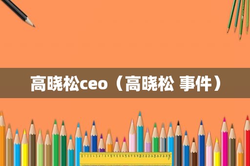 高晓松ceo（高晓松 事件）