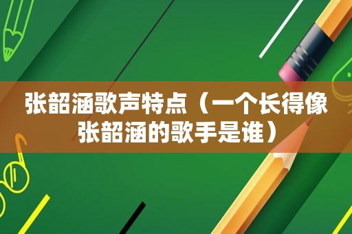 张韶涵歌声特点（一个长得像张韶涵的歌手是谁）