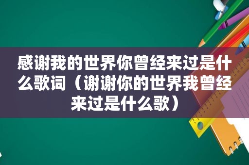 感谢我的世界你曾经来过是什么歌词（谢谢你的世界我曾经来过是什么歌）