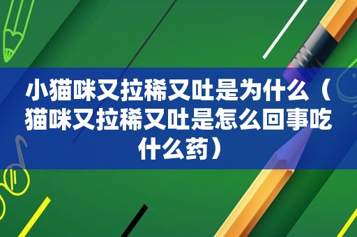 小猫咪又拉稀又吐是为什么（猫咪又拉稀又吐是怎么回事吃什么药）