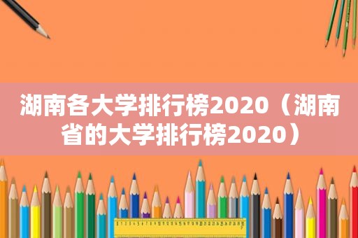 湖南各大学排行榜2020（湖南省的大学排行榜2020）