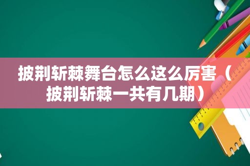 披荆斩棘舞台怎么这么厉害（披荆斩棘一共有几期）