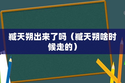 臧天朔出来了吗（臧天朔啥时候走的）