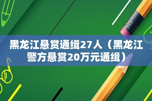 黑龙江悬赏通缉27人（黑龙江警方悬赏20万元通缉）