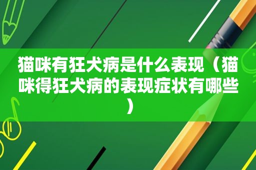 猫咪有狂犬病是什么表现（猫咪得狂犬病的表现症状有哪些）