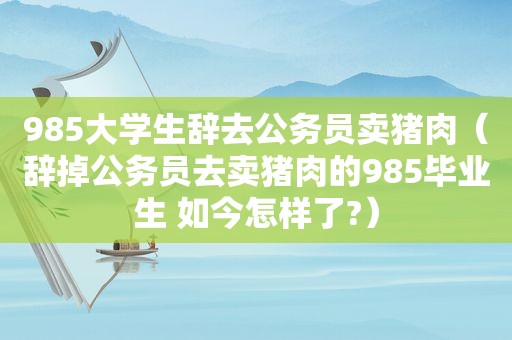 985大学生辞去公务员卖猪肉（辞掉公务员去卖猪肉的985毕业生 如今怎样了?）