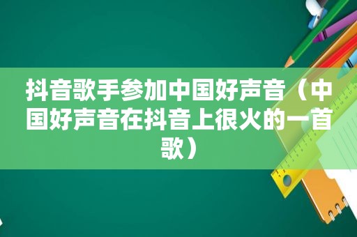 抖音歌手参加中国好声音（中国好声音在抖音上很火的一首歌）