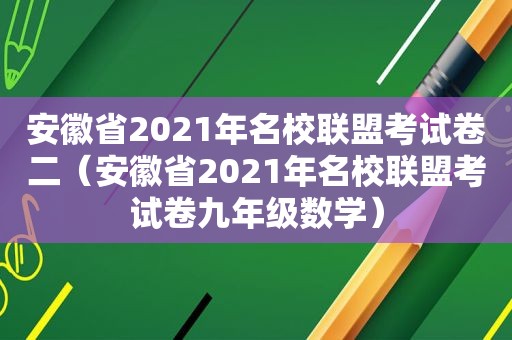 安徽省2021年名校联盟考试卷二（安徽省2021年名校联盟考试卷九年级数学）