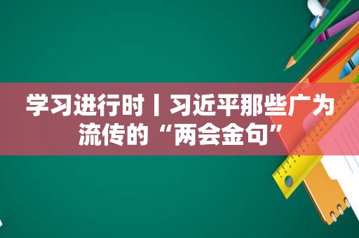 学习进行时丨 *** 那些广为流传的“两会金句”