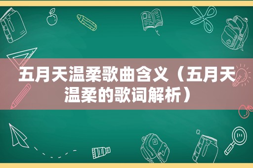  *** 温柔歌曲含义（ *** 温柔的歌词解析）