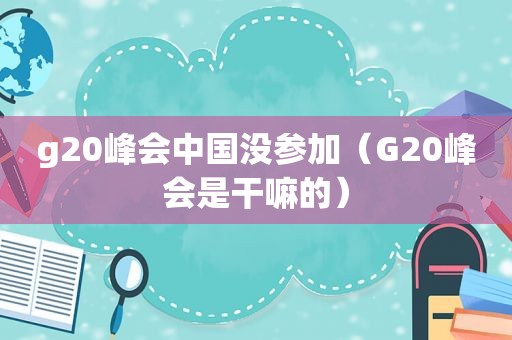 g20峰会中国没参加（G20峰会是干嘛的）