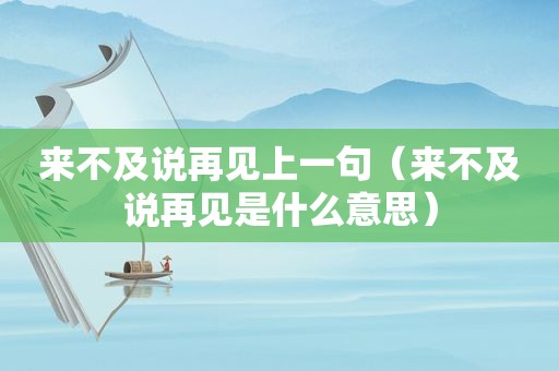 来不及说再见上一句（来不及说再见是什么意思）