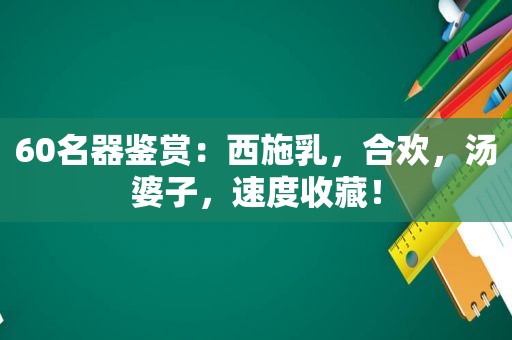 60名器鉴赏：西施乳，合欢，汤婆子，速度收藏！