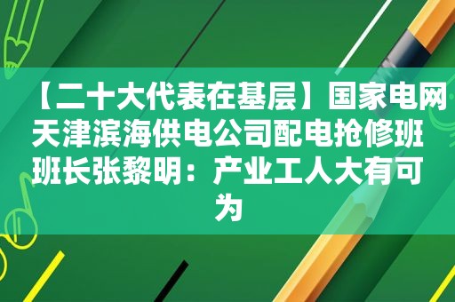 【二十大代表在基层】国家电网天津滨海供电公司配电抢修班班长张黎明：产业工人大有可为