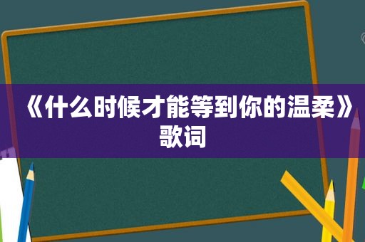 《什么时候才能等到你的温柔》歌词