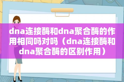 dna连接酶和dna聚合酶的作用相同吗对吗（dna连接酶和dna聚合酶的区别作用）