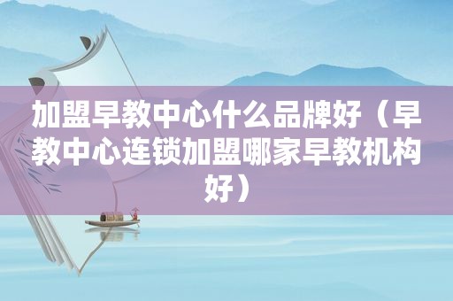 加盟早教中心什么品牌好（早教中心连锁加盟哪家早教机构好）