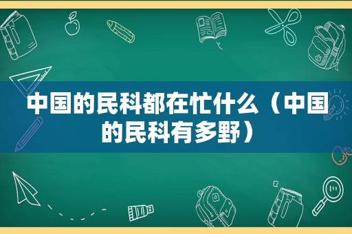 中国的民科都在忙什么（中国的民科有多野）