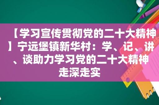 【学习宣传贯彻党的二十大精神】宁远堡镇新华村：学、记、讲、谈助力学习党的二十大精神走深走实