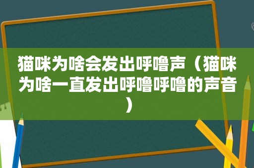 猫咪为啥会发出呼噜声（猫咪为啥一直发出呼噜呼噜的声音）