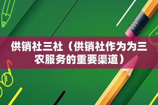 供销社三社（供销社作为为三农服务的重要渠道）