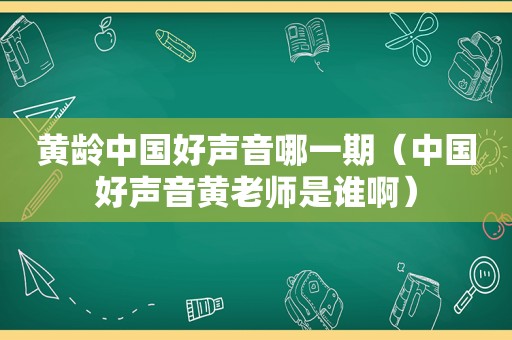 黄龄中国好声音哪一期（中国好声音黄老师是谁啊）