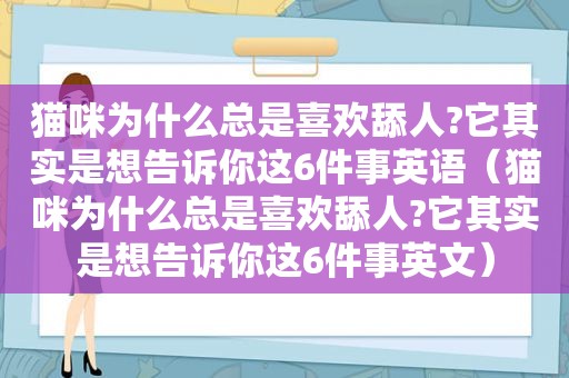 猫咪为什么总是喜欢舔人?它其实是想告诉你这6件事英语（猫咪为什么总是喜欢舔人?它其实是想告诉你这6件事英文）