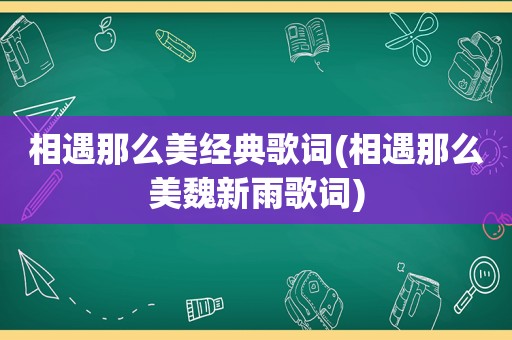 相遇那么美经典歌词(相遇那么美魏新雨歌词)