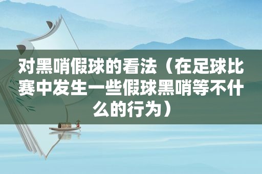 对黑哨假球的看法（在足球比赛中发生一些假球黑哨等不什么的行为）