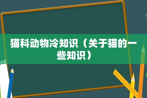 猫科动物冷知识（关于猫的一些知识）