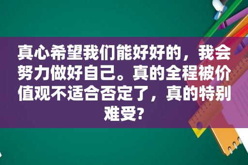 真心希望我们能好好的，我会努力做好自己。真的全程被价值观不适合否定了，真的特别难受?