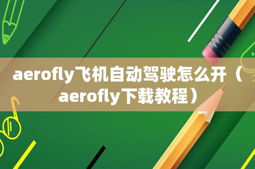 aerofly飞机自动驾驶怎么开（aerofly下载教程）