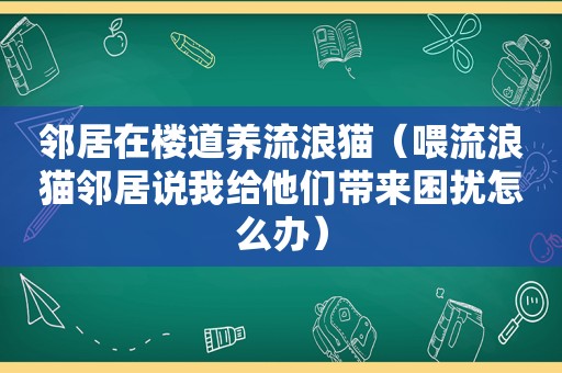 邻居在楼道养流浪猫（喂流浪猫邻居说我给他们带来困扰怎么办）