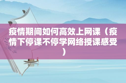 疫情期间如何高效上网课（疫情下停课不停学网络授课感受）