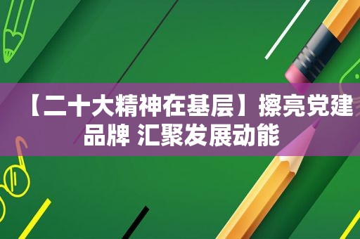 【二十大精神在基层】擦亮党建品牌 汇聚发展动能