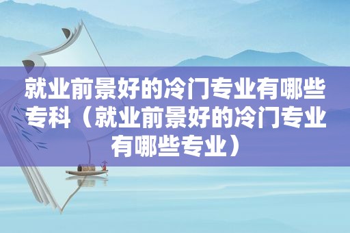 就业前景好的冷门专业有哪些专科（就业前景好的冷门专业有哪些专业）