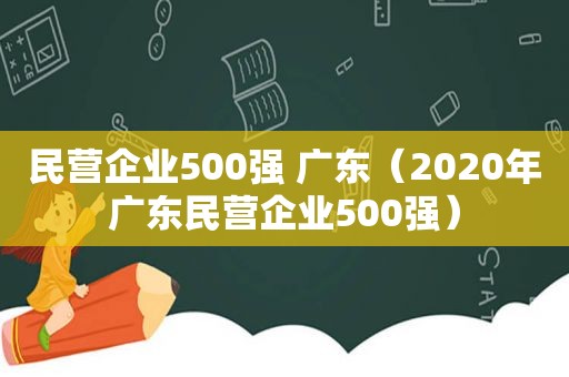 民营企业500强 广东（2020年广东民营企业500强）