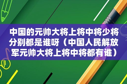 中国的元帅大将上将中将少将分别都是谁呀（中国人民 *** 元帅大将上将中将都有谁）