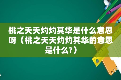 桃之夭夭灼灼其华是什么意思呀（桃之夭夭灼灼其华的意思是什么?）