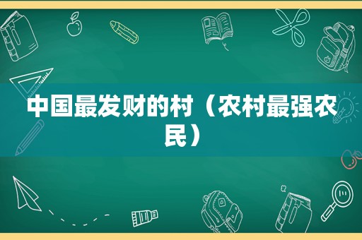 中国最发财的村（农村最强农民）