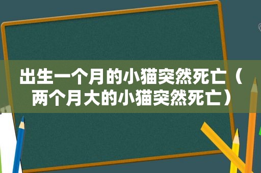 出生一个月的小猫突然死亡（两个月大的小猫突然死亡）